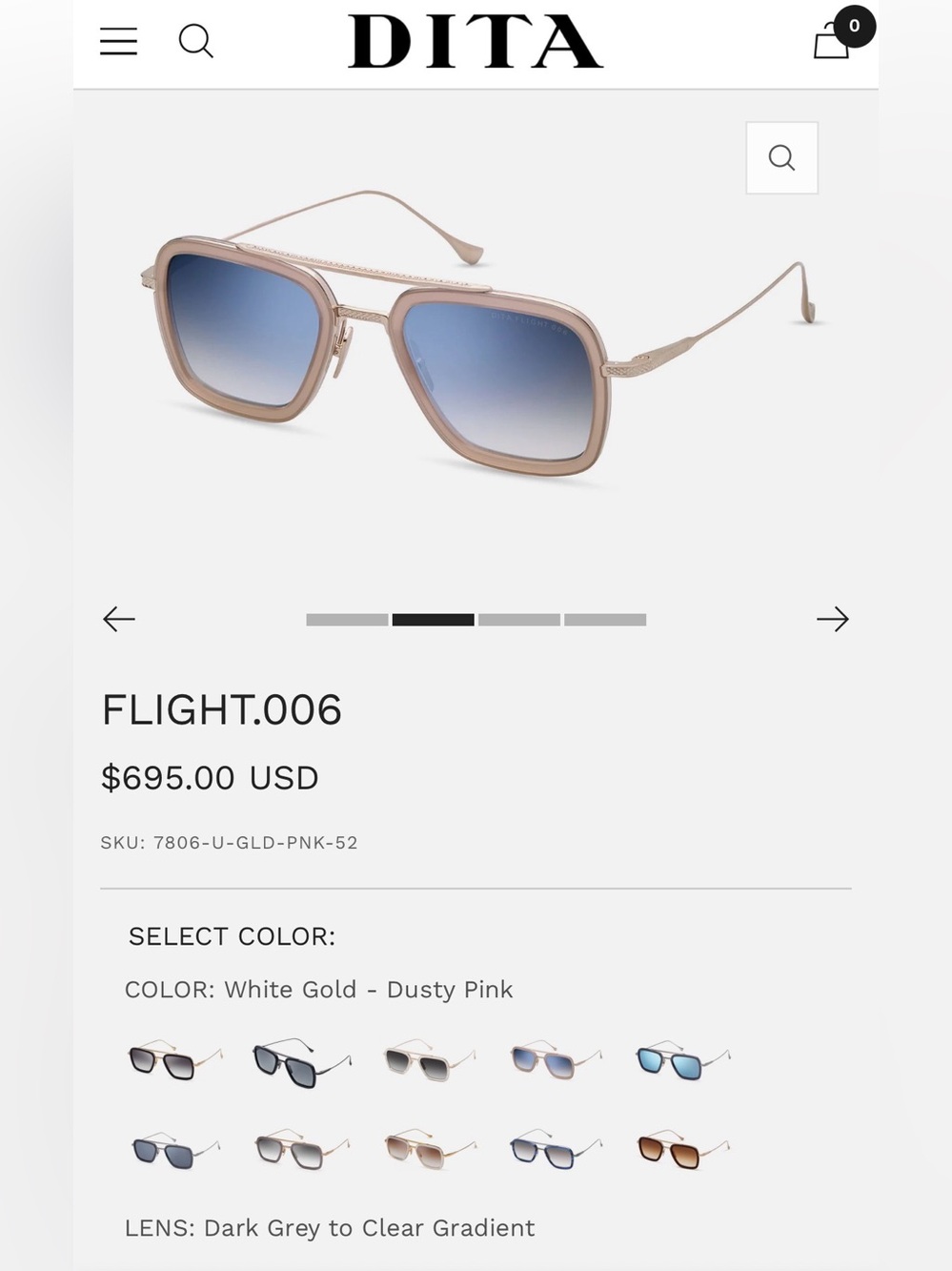 DITA FLIGHT.006 Dusty Pink Aviator Style Sunglasses Luxury Eyewear Chanel Case